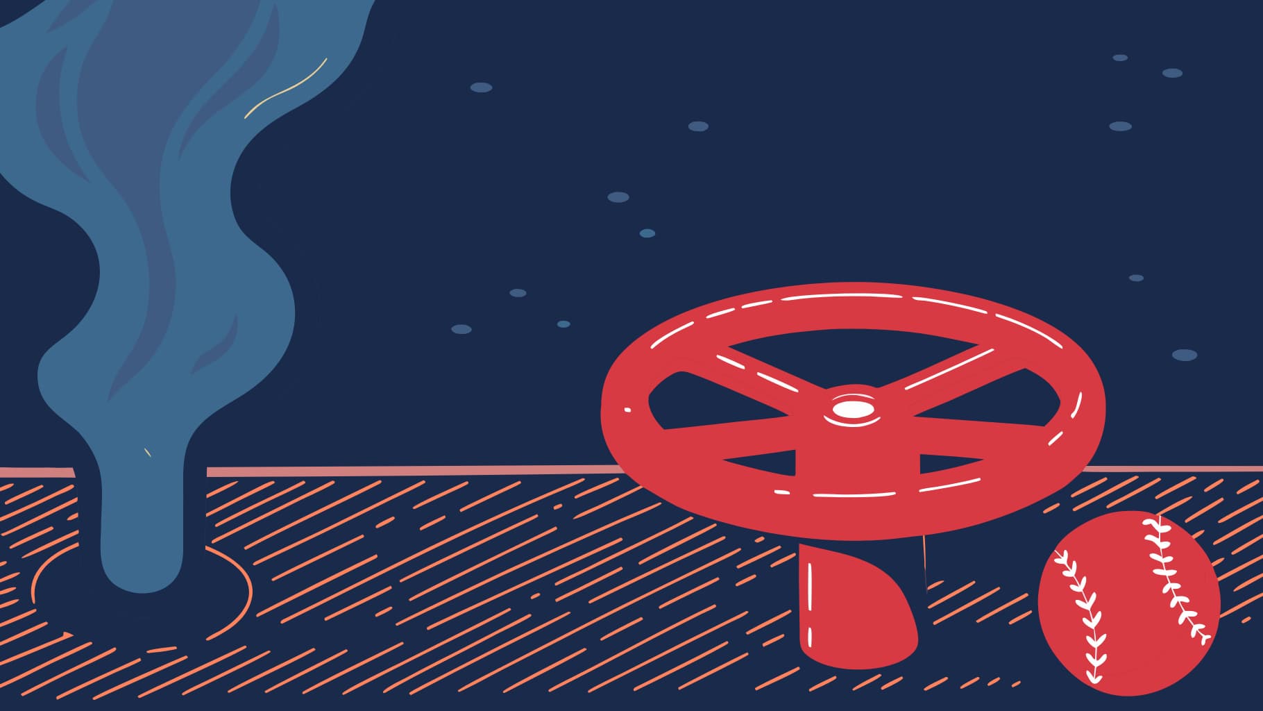 Image of releasing pressure with a valve and having fun with a baseball