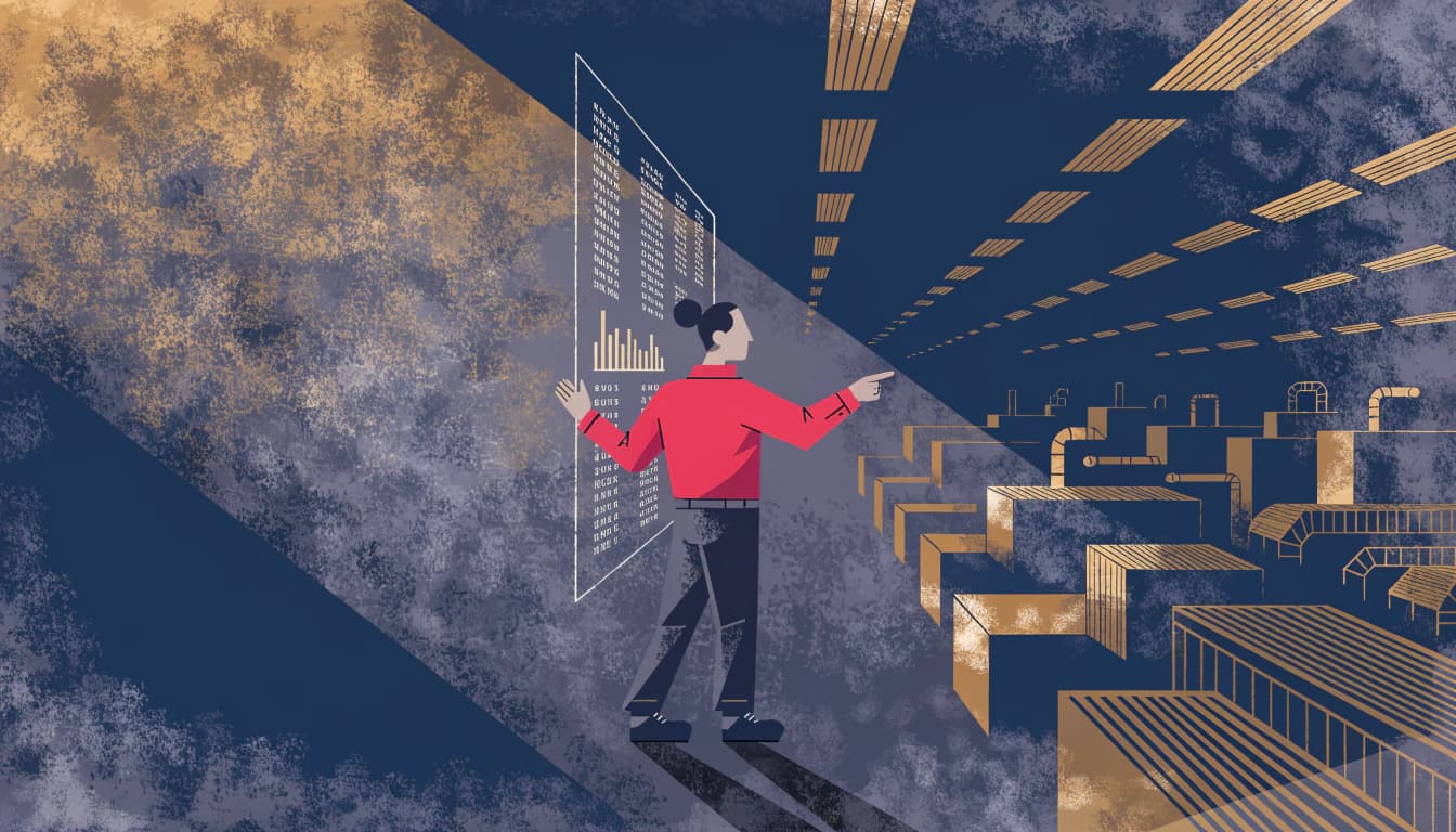 Plant manager standing at a factory whiteboard, gesturing toward the production floor. The Margin Builders — Leading Indicators article, July 2026